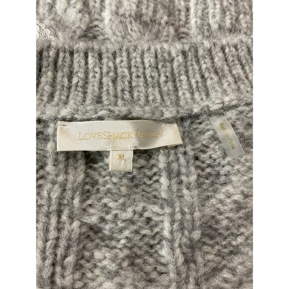 Loveshackfancy 'Louella' Silver Alpaca Cable Knit Cardigan Size XL - Picture 4 of 6